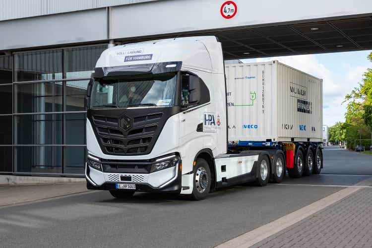 Nikola electric truck on the street