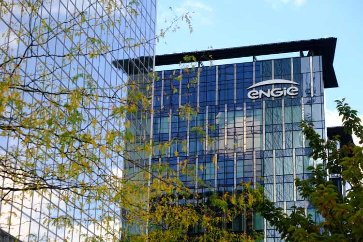 Exterior view of building of French gas and power group Engie company