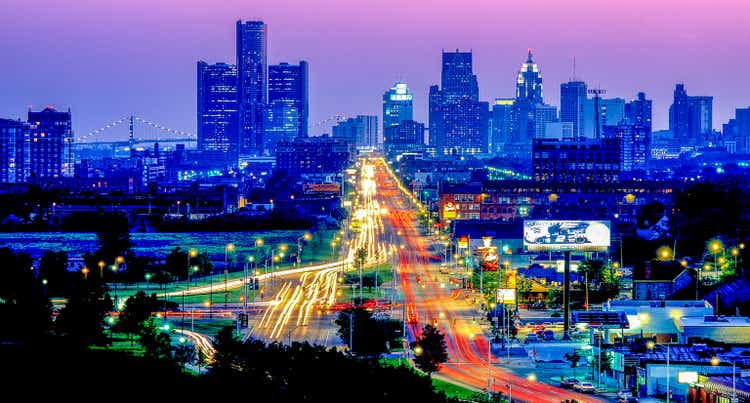 Detroit,Michigan Looking South down Jefferson Ave