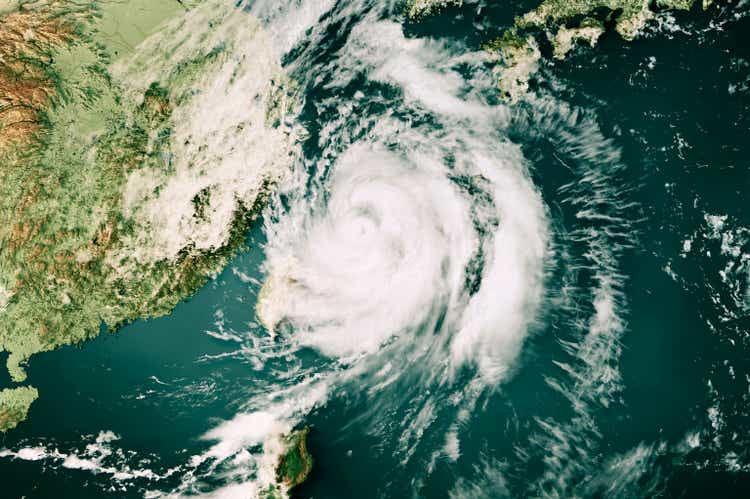 Typhoon Hinnamnor 2022 Cloud Map East China Sea 3D Render Color