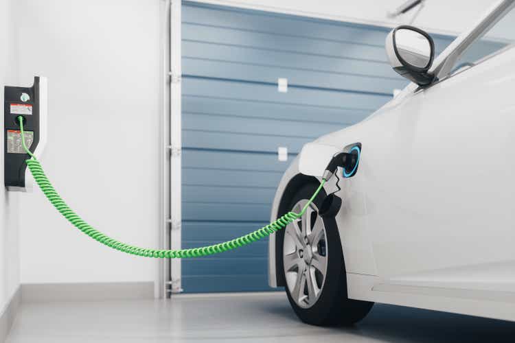 Electric Car Charging In Private Garage At Home