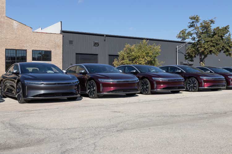 Lucid Air Touring sedan display at the Service Center. Lucid Motors is a manufacturer of luxury EV Electric Vehicles.