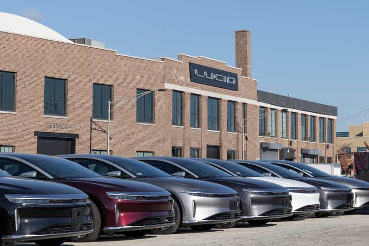 Lucid Air Touring sedan display at the Service Center. Lucid Motors is a manufacturer of luxury EV Electric Vehicles.