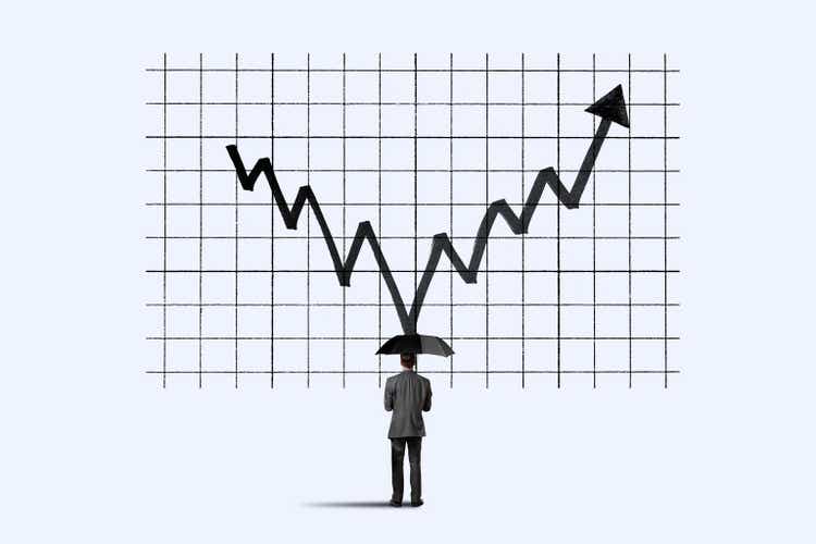 Stock Chart Bounces Off Man Holding Umbrella
