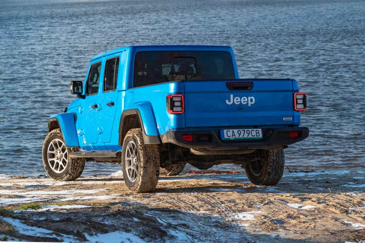 Jeep Gladiator parked next to the lake