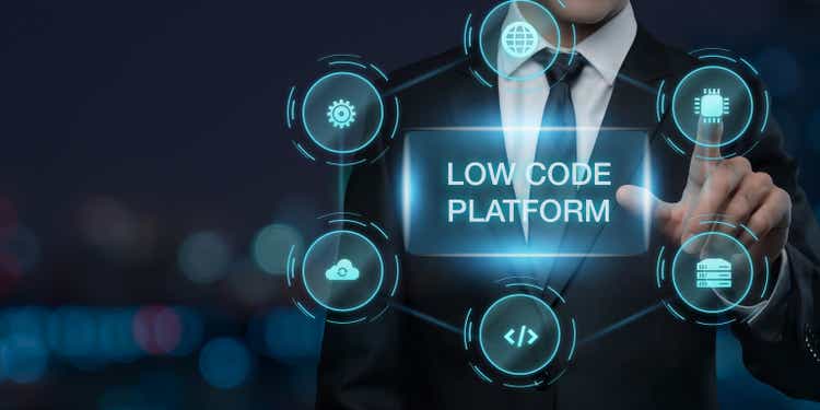 Low code digital software development technology concept.  Digital background concept