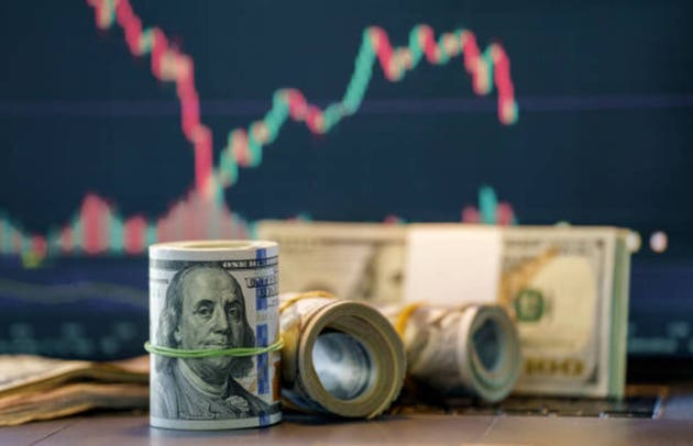 Bunch of US dollars earned by trading on the stock market