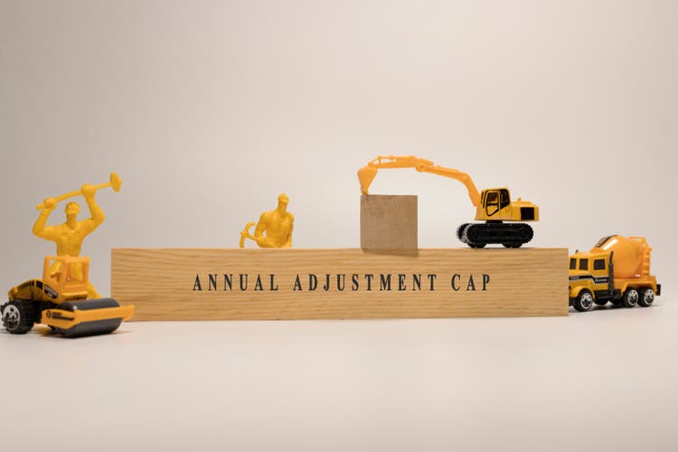 Annual adjustment cap was written on the wooden surface. Finance and mortgage.