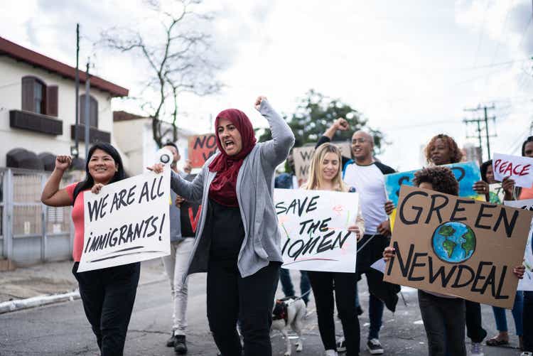 People protesting in the street