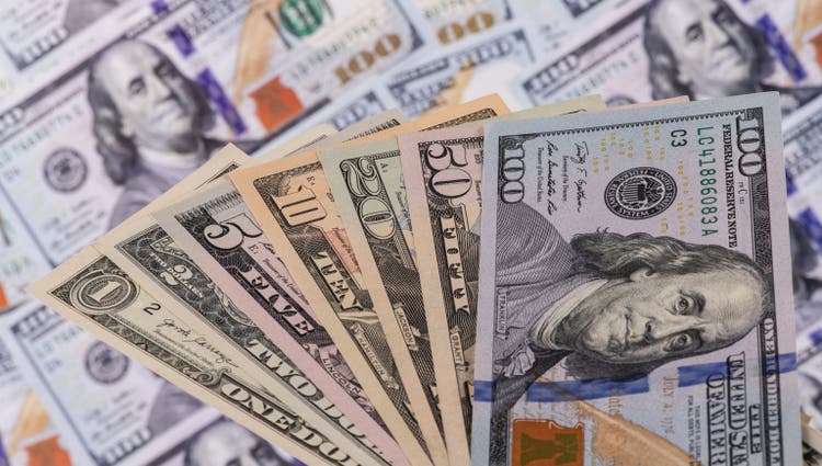Collected American 1, 2, 5, 10, 20, 50 and 100 dollar bills