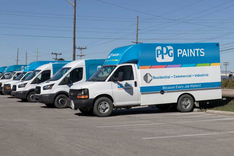 PPG Paints delivery van. PPG Industries, is a supplier of paints, coatings, specialty materials, and fiberglass.