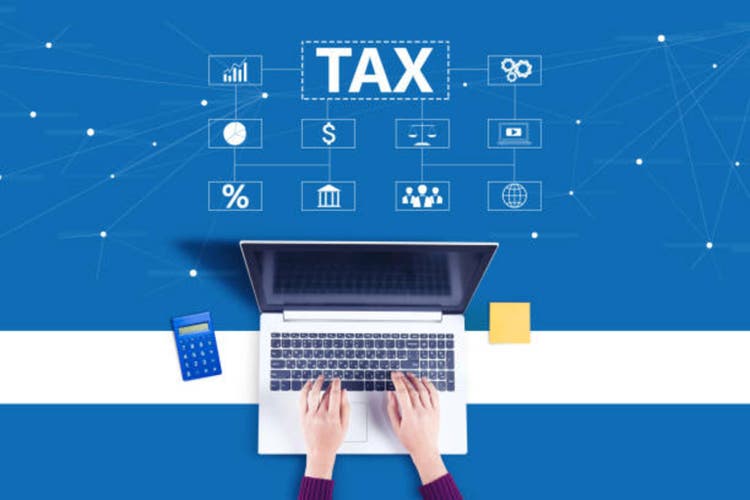 TAX and icons on virtual screen.