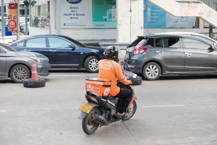 Shopee Food express delivery person on motorcycle