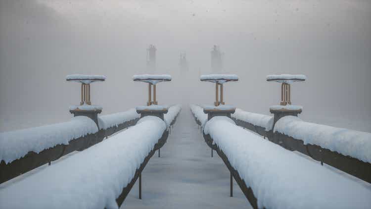 Oil And Gas Pipeline In Winter