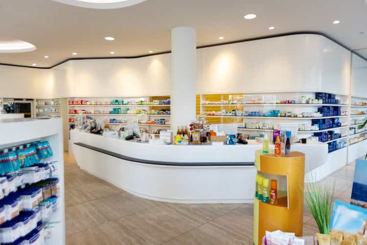 Interior of a modern pharmacy store