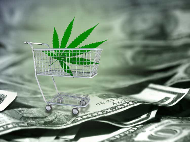 Marijuana leaf in a cart