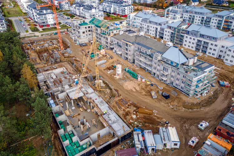 construction site for multi-family buildings built by the developer