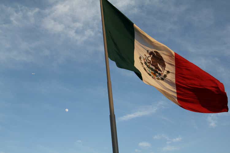 The large Mexican flag in the Zocalo, Mexico City