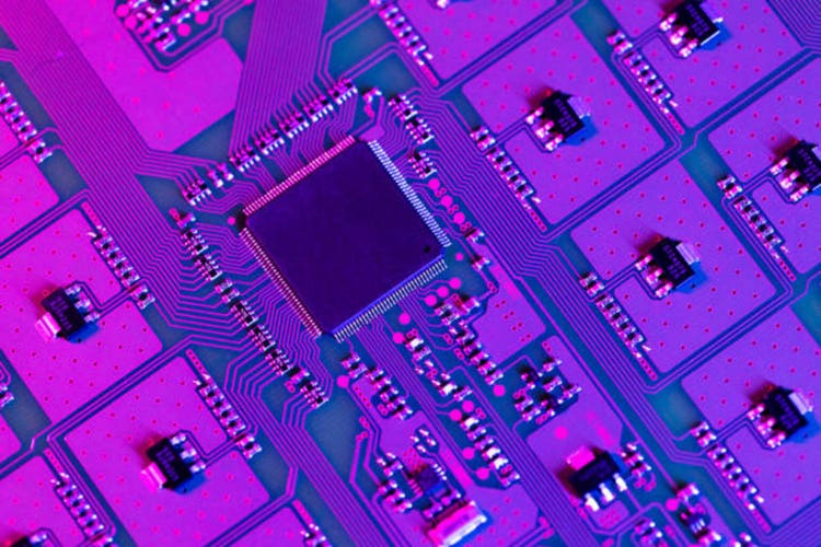 Microprocessor circuit board representative of the high tech industry and computer science