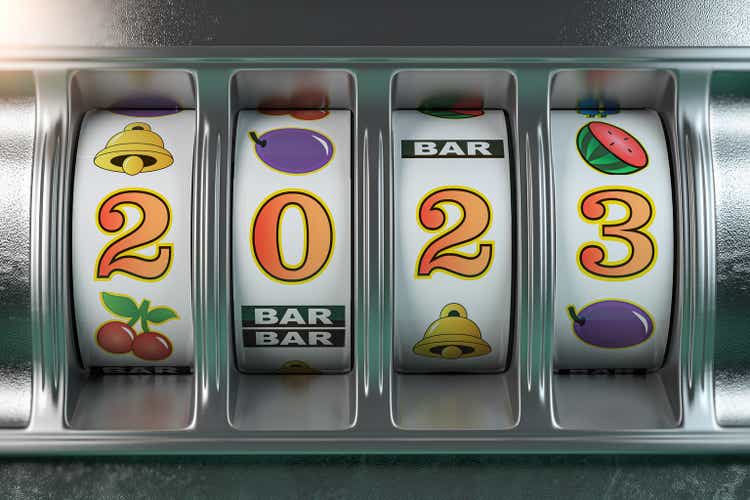 Happy New Year 2022 Casino. Slot machine with jackpot number 2022.