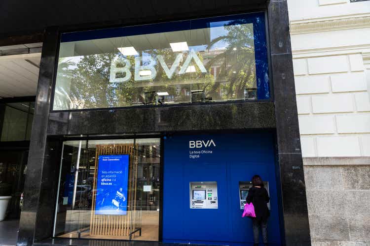 Banco Bilbao Vizcaya Argentaria or BBVA bank in Barcelona, Spain
