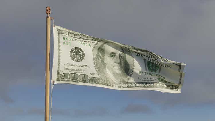 Hundred dollar banknote as flag