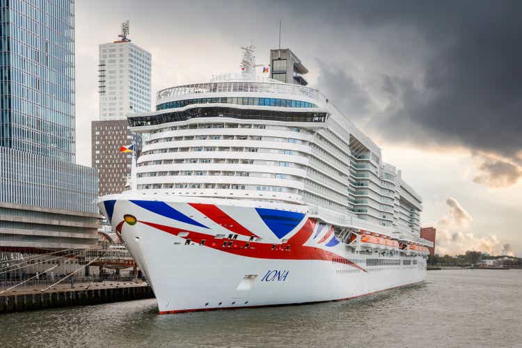 Rotterdam Cruise Terminal with Iona British new cruise ship moored