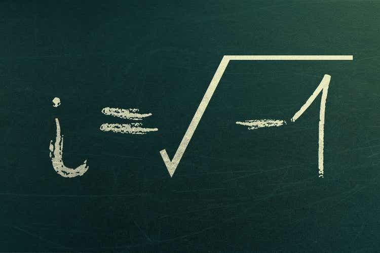 Complex math learning and formula on a chalkboard