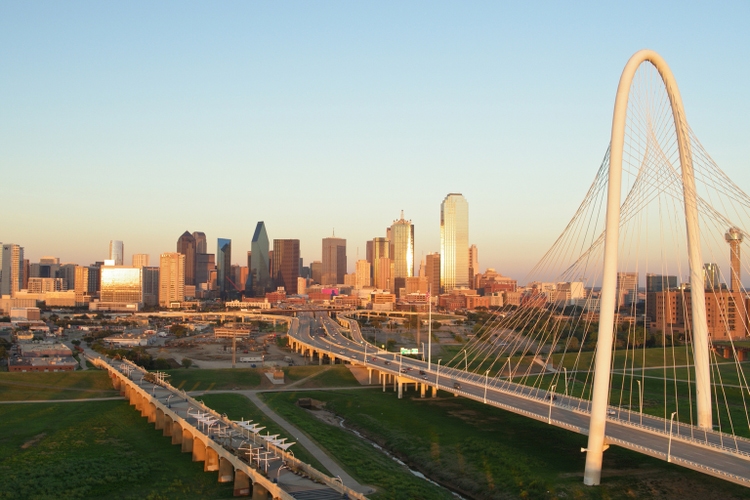 Bridge and Downtown Dallas, TX