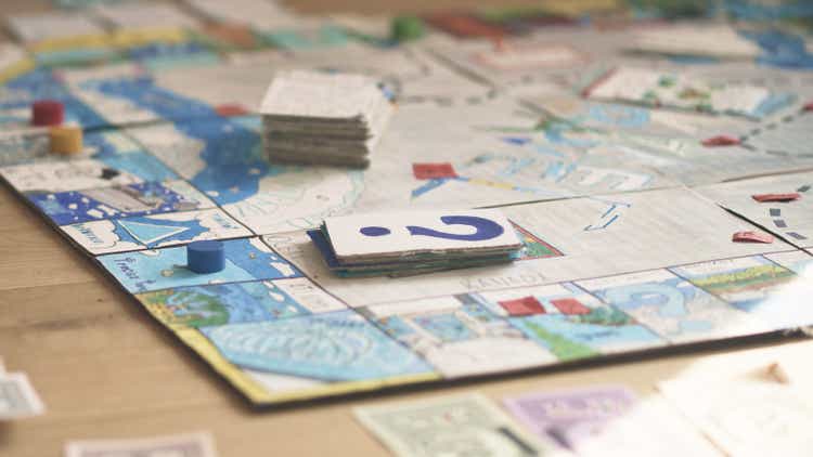 Board game on the floor. Ready to play