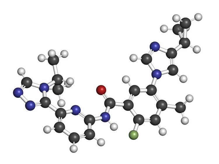 Selonsertib drug molecule. 3D rendering.