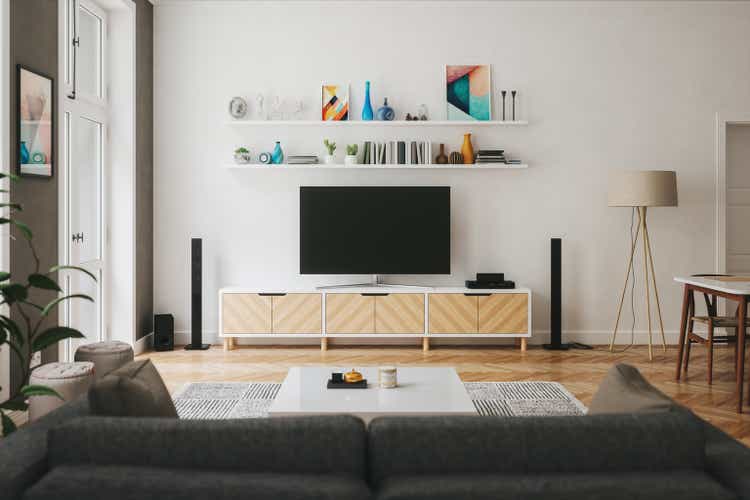 Scandinavian Style Modern Living Room With Entertainment Center