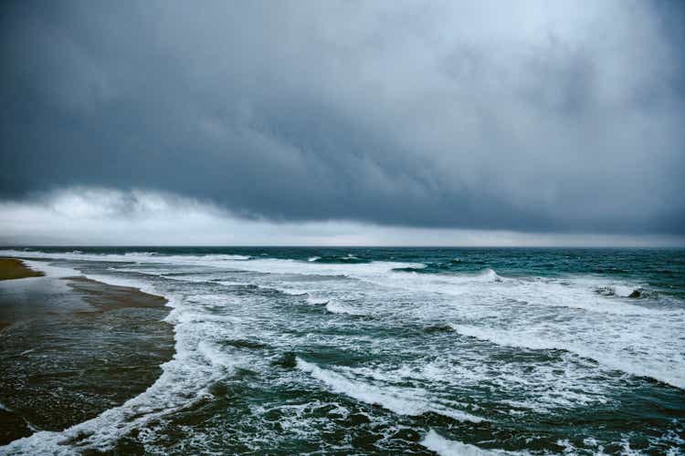 Winter storm coming ashore.