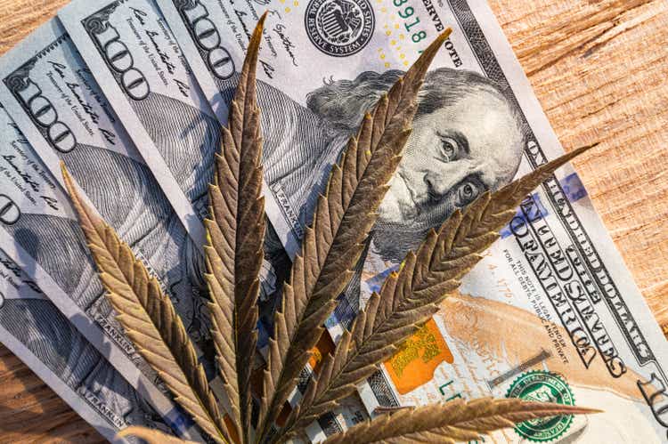 marijuana and money, american dollar and cannabis