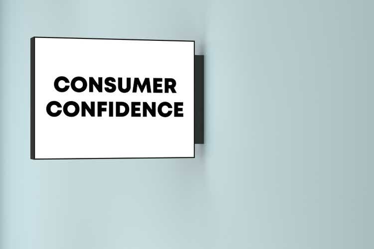 Consumer Confidence lettering on the lightbox on the wall