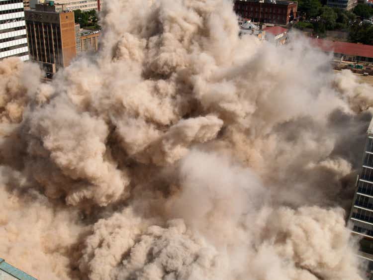 Building implosion in downtown Johannesburg, South Africa