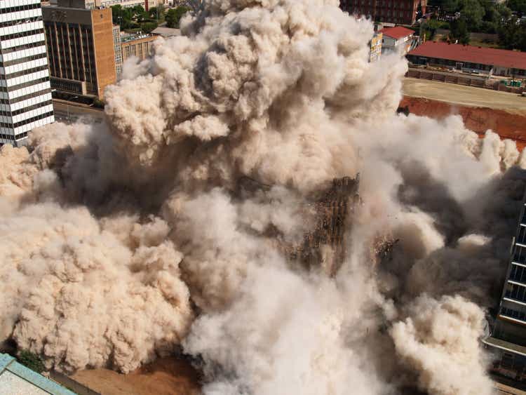 Building implosion in downtown Johannesburg, South Africa