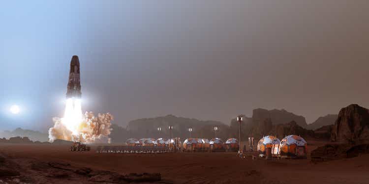 Rocket Taking Off On Mars