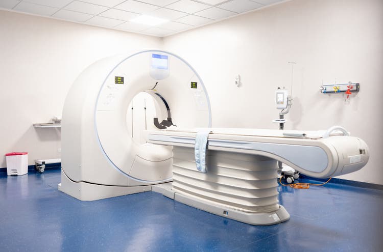 MRI scanner in an empty hospital room