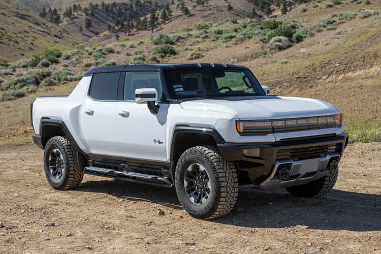 2022 GMC Hummer EV on a dirt road