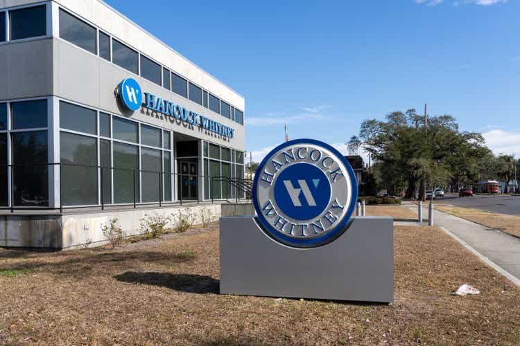 A Hancock Whitney bank branch in New Orleans, Louisiana, USA.