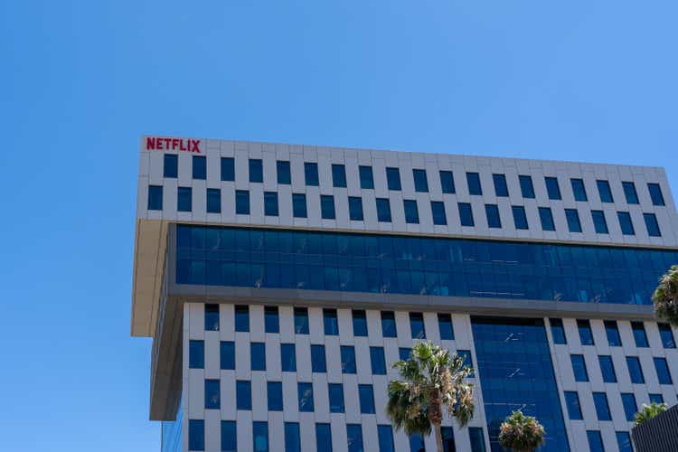 Netflix sign on its Los Angeles Headquarters building.