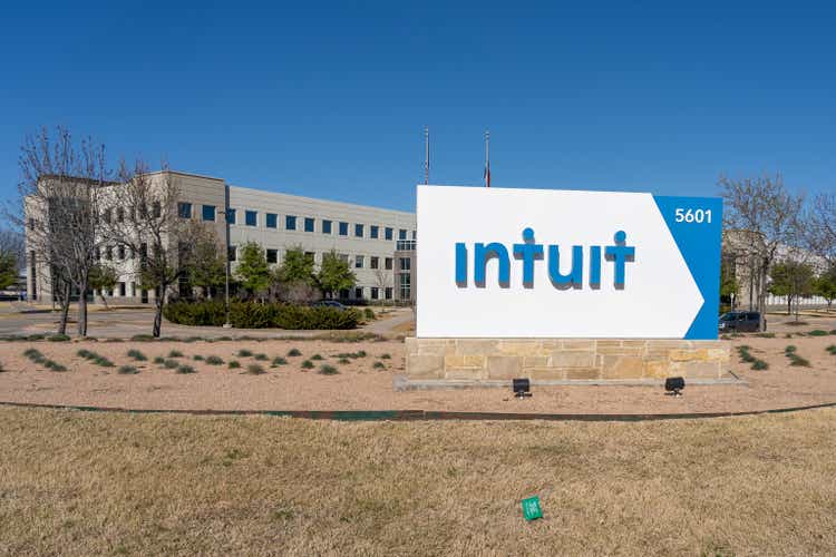 An Intuit office building in Plano, Texas, USA.