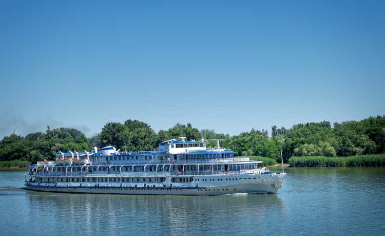 Old tourist pleasure boats on the Volga river