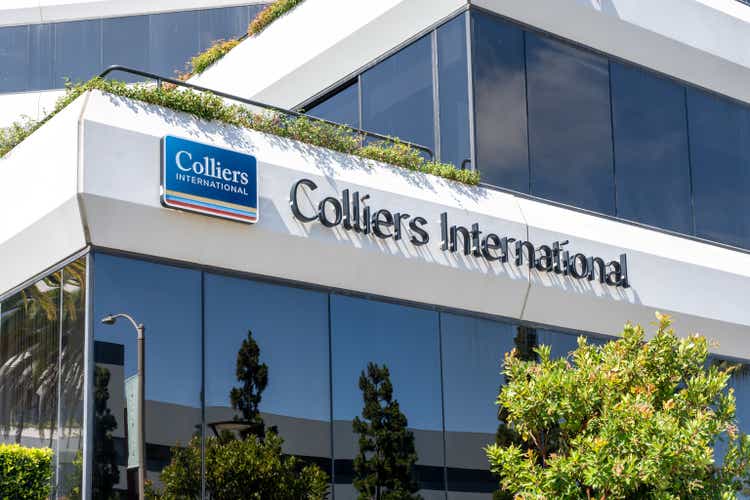 Colliers International sign on the office building in Los Angeles, CA, USA.