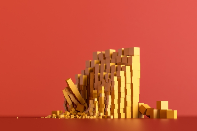 Broken abstract row of walls