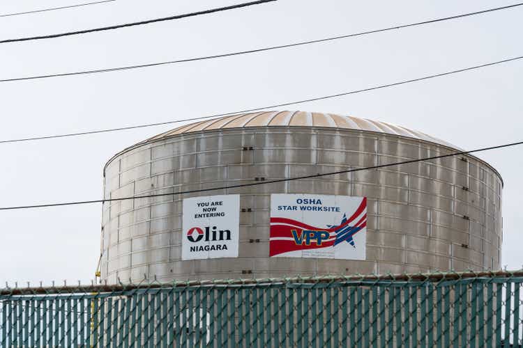 A tank in Olin Chlor Alkali Products facility in Niagara Falls, NY, USA.
