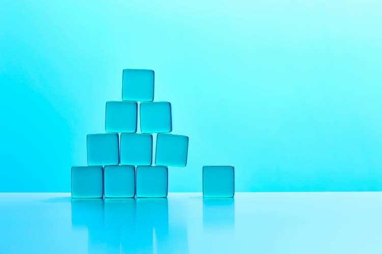 Conceptual image of acrylic glass cubes