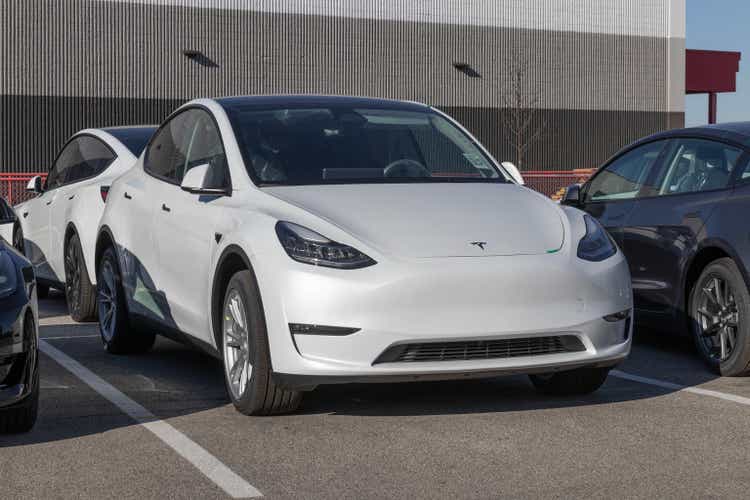 Tesla cars shown.  Tesla products include electric cars, batteries and solar panels.