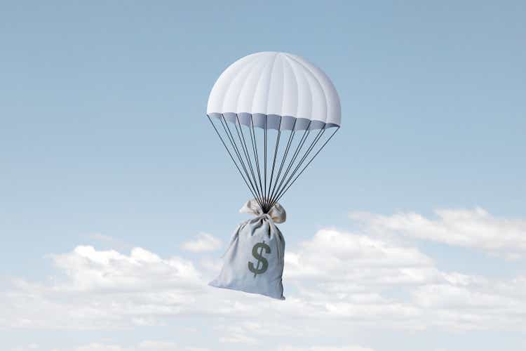 Bag Of Money Descending By Parachute